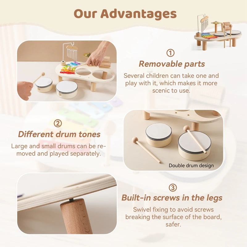 Baby Wooden Montessori Toys Bandstand Model Removable Set Mobile Drum Children Puzzle Learning Toys For Newborn Birthday Gift (Copy) - Your Baby Universe
