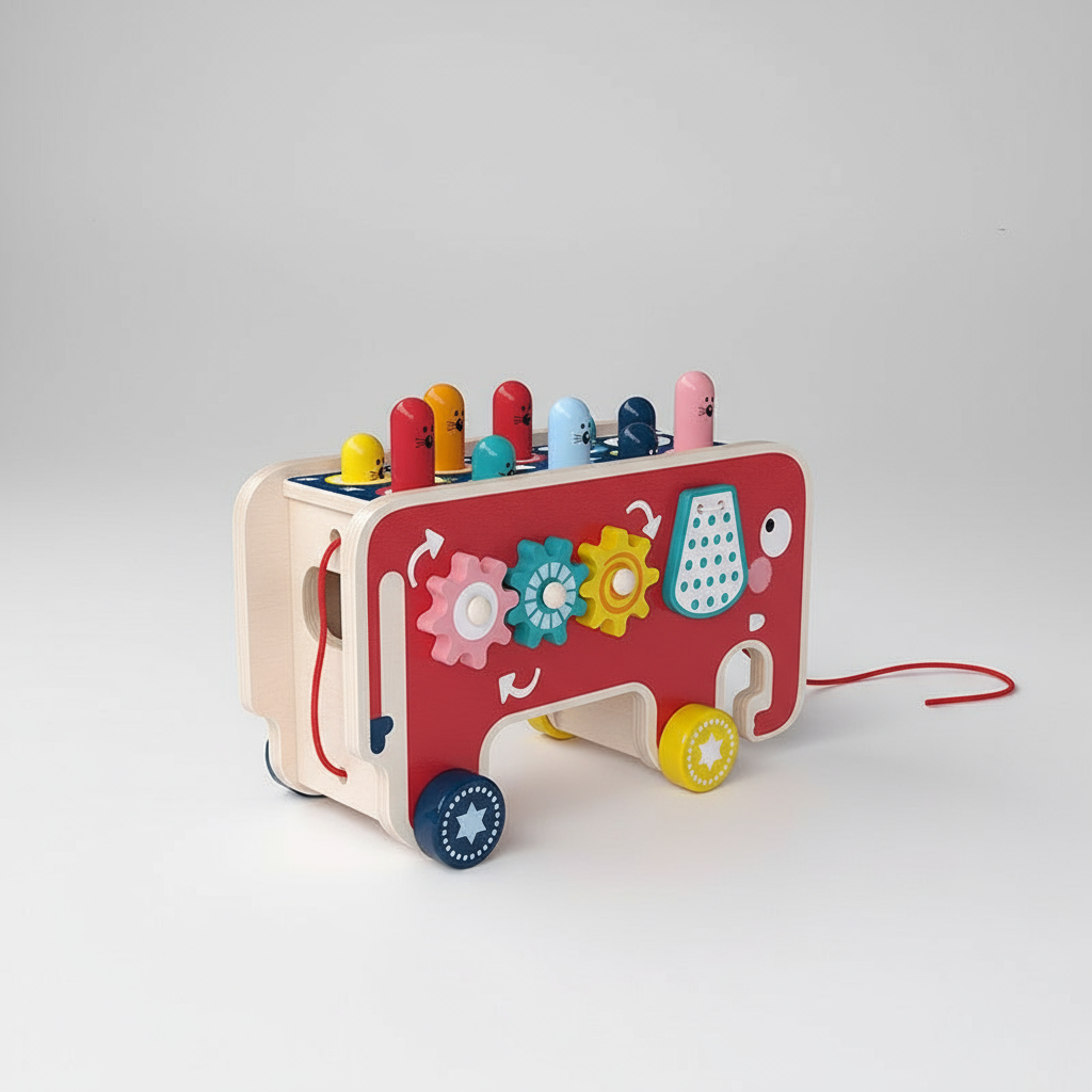 Elephant Bus Montessori Toy - Educational Push & Pull Toy for Toddlers 1-4 Years - Your Baby Universe